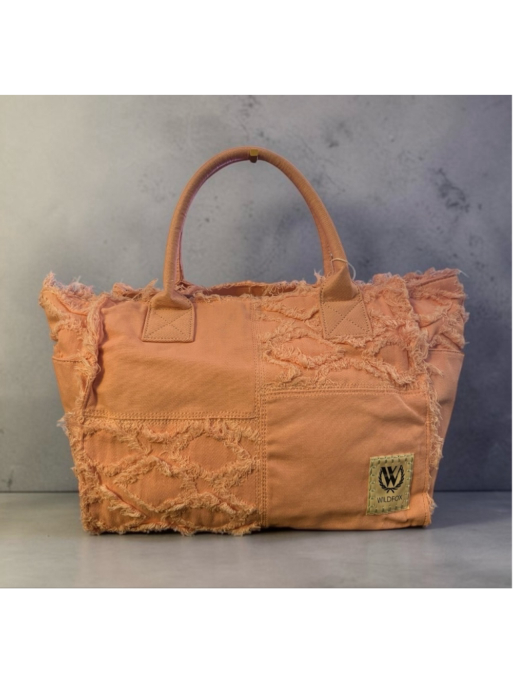 $88 Wildfox Pink Distressed Denim Tote with Crossbody Strap NWT